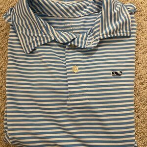 Vineyard Vines Blue & White Striped Boys Polo